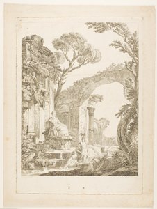 Fontanna w ruinach autorstwa Louis Joseph Masquelier