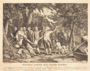 Mirabeau przybywa na Champs-Élisés autorstwa Louis Joseph Masquelier after Jean Michel Moreau