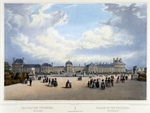 Widok pałacu i ogrodu Tuileries - w „Promenade dans Paris et ses environs” Jacottet and Benoist, Paryż, v.1840