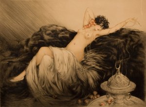 Nude z czarnym futrem.