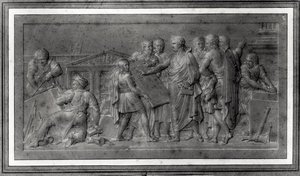 Ulepszenia dla Paryża, studium płaskorzeźby, początek XIX w. (ołówek na papierze) (zdjęcie czarno-białe) autorstwa Louis Lafitte
