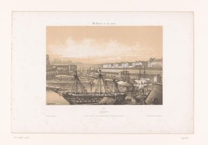 Widok na Arsenał w porcie Brześć Brześć. Vue des Corderies hautes et basses, Bagne and Hôpital Clermontonnerre (tytuł obiektu) Współczesna Francja (tytuł serii) La France de nos jours (tytuł serii na obiekcie)