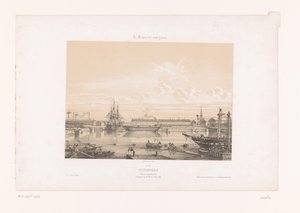 Widok Bassin Napoleon III w porcie Cherbourg Cherbourg. Basen Napoleona III (tytuł na obiekcie) Współczesna Francja (tytuł serii) La France de nos jours (tytuł serii na obiekcie)