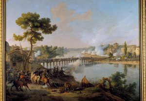 Generał Bonaparte wydaje rozkazy na bitwę pod mostem Lodi (10 maja 1796) podczas pierwszej kampanii Włoch (1796-1797) Obraz Louis Francois Lejeune (1775-1848) XIX w. Niedz. 1,85 x 2,40 m² autorstwa Louis Lejeune