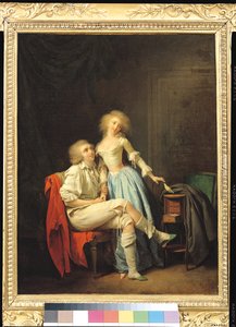 Casal com um pássaro fugitivo (óleo sobre tela) polonês autorstwa Louis Leopold Boilly