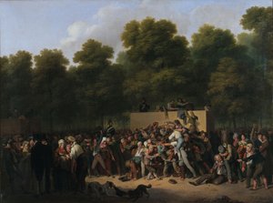 Dystrybucja wina i żywności na Polach Elizejskich z okazji obchodów..., 1822 r. autorstwa Louis Leopold Boilly
