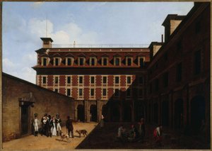 Więzienie Madelonnettes, rue des Fontaines, ok. 1810 (olej) autorstwa Louis Leopold Boilly