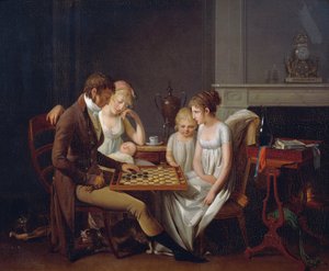 Obraz przedstawiający grę rodzinną w warcaby, ok. 1803, Louis Leopold Boilly (1761-1845), olej na płótnie, Francja autorstwa Louis Leopold Boilly