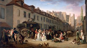 „Przybycie dyliżansu na Terminus, rue Notre-Dame-des-Victoires, Paryż, 1803”, 1803-1845 autorstwa Louis Leopold Boilly