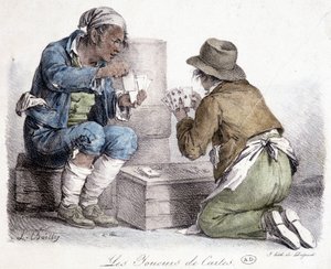 Gracze w karty, rycina L. Boilly, ok. 1820 r. autorstwa Louis Leopold Boilly