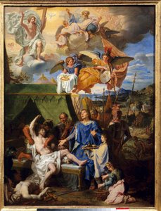 Thaumaturgie: „” Król Ludwik IX (1214-1270) (Saint Louis) walczący z ecrouelles ”” Obraz Louisa Licherie De Beury (1629-1687) Niedz. 0,79 x 0,58 m Rouen, Musee Des Beaux Arts autorstwa Louis Licherie de Beurie