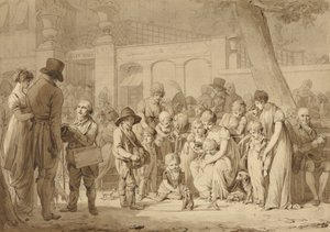 Rysunek kompozycyjny dla „Wejścia do Jardin Turc” autorstwa Louis Leopold Boilly