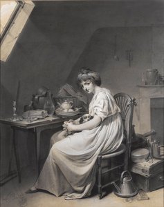 Louis-Léopold Boilly - Młoda dziewczyna z psem autorstwa Louis Leopold Boilly