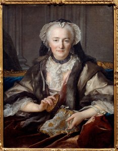 Portret pukającej Madame Dange Jest żoną generała rolnika F. B. Dange du Fay - Obraz Louisa Tocque (1696-1772) 1753 nd. 0,83x0,63 m - Portret Anne Jarry, Madame Dange (w 1721 wyszła za mąż za Francois Balthazara Dange du Fay (1696-1777)