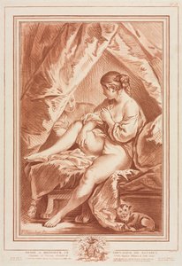 Młoda kobieta siedząca na łóżku, przed 1764 r.
