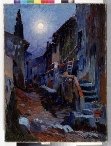 Auriol, beco com luar Pintura de Louis Mathieu Verdilhan (1875-1928) Dim. 81x59 cm Menção obrigatória: Coleção fundamentos da Provença, Marseillepolish