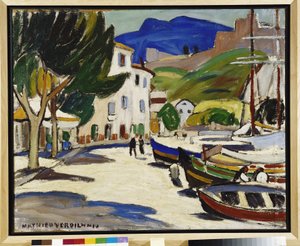 Łodzie na nabrzeżu a Cassis Obraz Louisa Mathieu Verdilhana (1875-1928) 1908 Obowiązkowa wzmianka: Kolekcja fundacji z pozdrowieniami z Prowansji, Marsylia