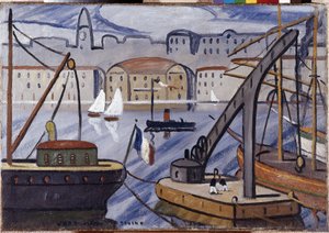 Widok na port w Marsylii. Obraz Louisa Mathieu Verdilhana (Louis-Mathieu Verdilhan