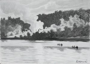 Ogień widziany z East Lyme, Connecticut, 1900. autorstwa Louis Michel Eilshemius