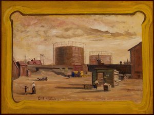 Zbiorniki gazu na końcu 23rd Street, Nowy Jork, 1909. autorstwa Louis Michel Eilshemius