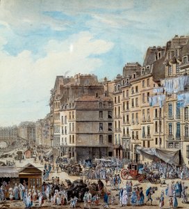 Życie morskie w dokach Portu w Paryżu w 1782 roku Peniche i działalność handlowa na Sekwanie. Szczegół. Rysunek Louis de Lespinasse (1734-1808) 1782 Paryż, Musee Carnavalet