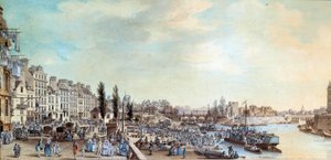 Widok na port św. Pawła i biuro łodzi wodnych w 1782 r. Pastelowy obraz Louisa de Lespinasse (1734-1808) 1782 r. Paryż, Musee Carnavalet autorstwa Louis Nicolas de Lespinasse
