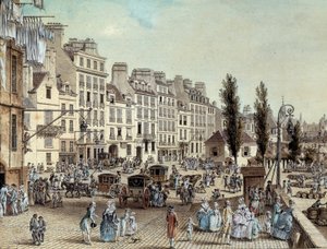 Widok na port Saint Paul w Paryżu w 1782 Promenady nad brzegiem Sekwany. Rysunek Louis de Lespinasse (1734-1808) 1782 Paryż, Musee Carnavalet