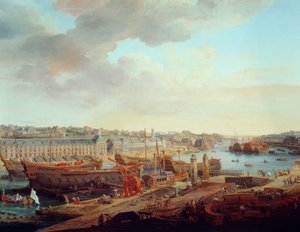 Stocznia: „Miasto Brześć”” Detal. Obraz Louis Nicolas van Blarenberghe (1716-1794) 1774 autorstwa Louis Nicolas van Blarenberghe