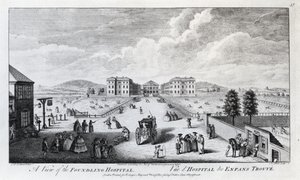 Widok szpitala Foundling, grawerowany przez Nathaniela Parra, 1750