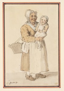 Studium kobiety i dziecka zaczerpnięte z życia (ołówek, długopis i tusz oraz akwarela na papierze) autorstwa Louis Philippe Boitard
