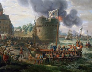 Ludwik XVI z wizytą w porcie w Cherbourgu, 23 czerwca autorstwa Louis Philippe Crepin