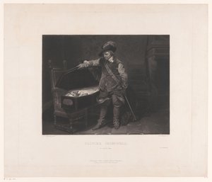 Oliver Cromwell przy trumnie Karola I, króla Anglii Olivera Cromwella. 30 stycznia 1649 (tytuł na obiekcie) autorstwa Louis Pierre Henriquel Dupont