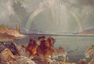 Jezioro Yellowstone, c.1875 (chromolitografia) autorstwa Louis Prang