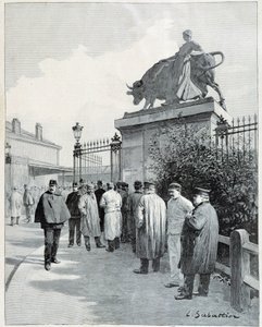 Strajkujący w rzeźni Villette autorstwa Louis Remy Sabattier