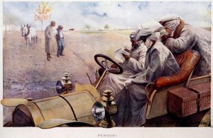 Zaginiony! Podróżni szukający drogi na wsi. Grawer Louis Remy Sabattier (1863-1935), początek XX wieku. Paryż, Muzeum Carnavalet