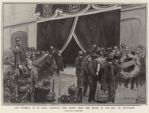 Pogrzeb M. Zoli niosącego trumnę z domu przy Rue de Bruxelles