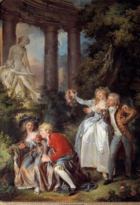 Oferując scenę Galante Wenus w romantycznym krajobrazie starożytnych ruin. Obraz Louisa Trinquesse