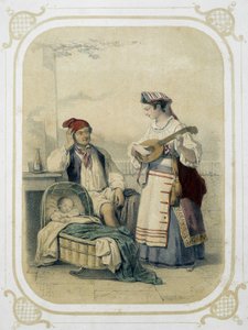 Rodzina w Królestwie Neapolu, Włochy - w „Album du jeune voyageur”, ilustracja Louis Lassalle