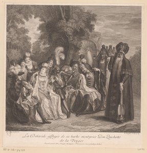 Doloride prosi Don Kichota o zemstę za nią La Doloride affligée de sa barbe vient Prier Don Quichotte de la venger (tytuł na obiekcie) Historia Don Kichota z La Manchy (tytuł serii)