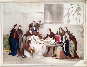 Lekcja anatomii (litografia) autorstwa Louis Thomas Bardel