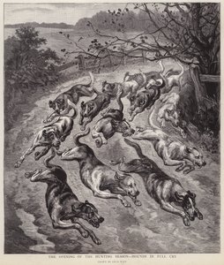 Ogary w pełnym płaczu na początku sezonu łowieckiego (lito) autorstwa Louis Wain