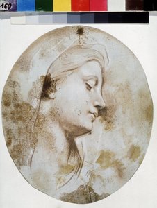 „Visage de Vierge” (Głowa Dziewicy) Sanguine Rysunek Ludwika de Boullogne II Młodszego (1657-1733) Muzeum Puszkina, Moskwa