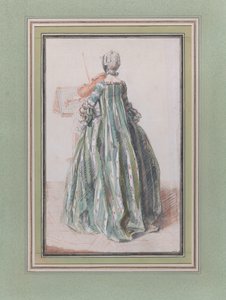 Kobieta grająca na skrzypcach, widziana z tyłu, ca. 1758-59.