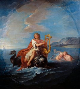 Arion grający na lirze. Arion de Metymne to grecki poeta z VII wieku p.n.e. Obraz Louisa De Silvestre (1675-1760)