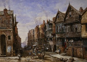 Chester: Watergate Street od rogu Crook Street, z Eastgate Beyond, autorstwa Louise Ingram Rayner