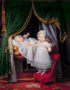 Henri-Charles-Ferdinand of Artois (1820-83) książę Bordeaux i jego siostra Louise-Marie-Therese of Artois (1819-64) w Tuileries