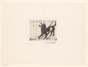 Szczekający pies Cave Canem (tytuł na obiekcie) autorstwa Lovis Corinth (signed by artist)