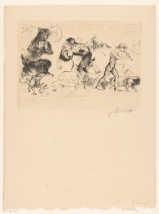 Satyry, nimfa, faun i stado świń autorstwa Lovis Corinth (signed by artist)