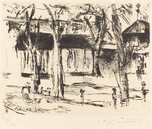 Dworzec kolejowy Tiergarten (sąd z drzewami) autorstwa Lovis Corinth