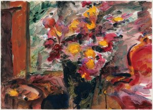 Wazon z kwiatami na stole. 1922 autorstwa Lovis Corinth